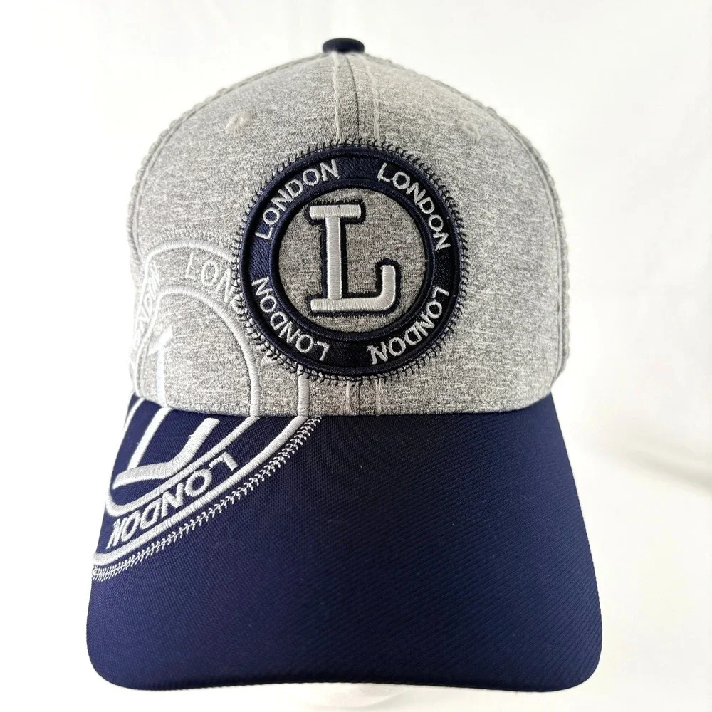 Robin Ruth London Baseball Cap Gray Navy Embroidered Snapback‎ Hat